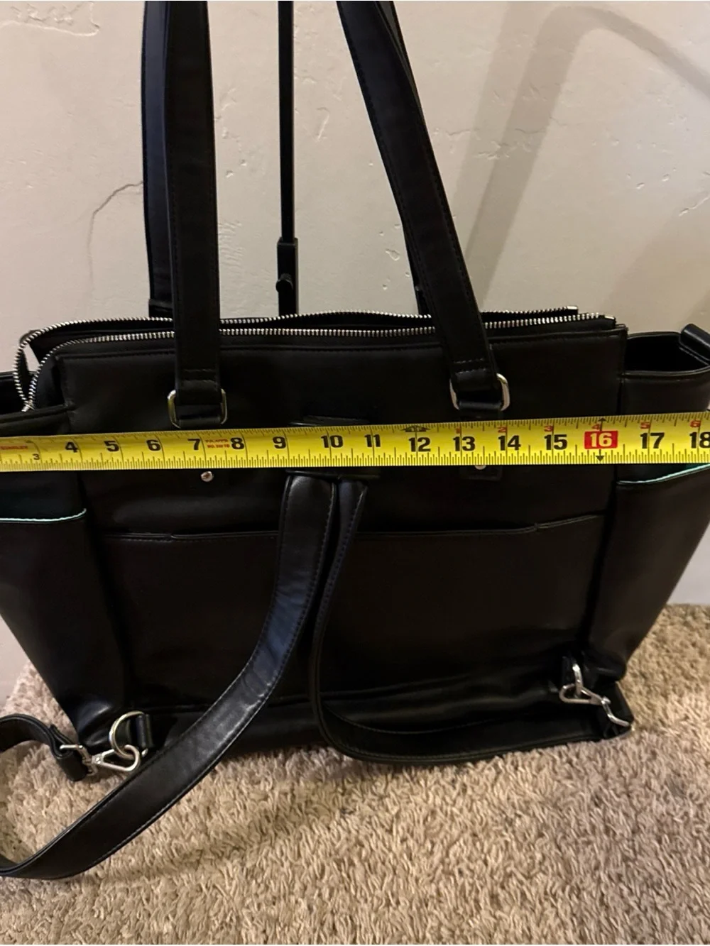 White Elm Black Laptop Tote with Tassel Zip Pocket